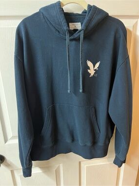 American Eagle Outfitters Navy Crewneck Hoodie with White Eagle Logo